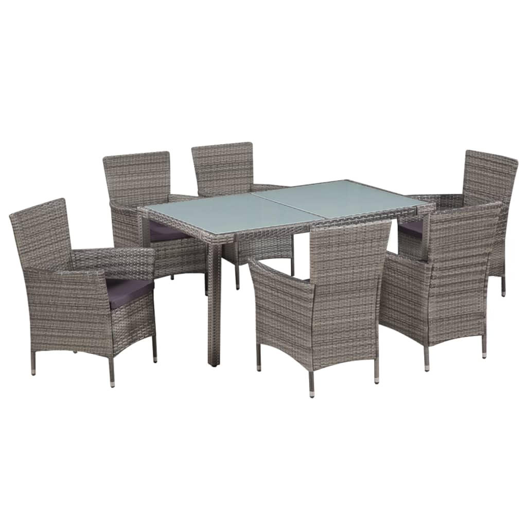 Salon de jardin 7 pcs avec coussins Résine tressée Gris - XIOS