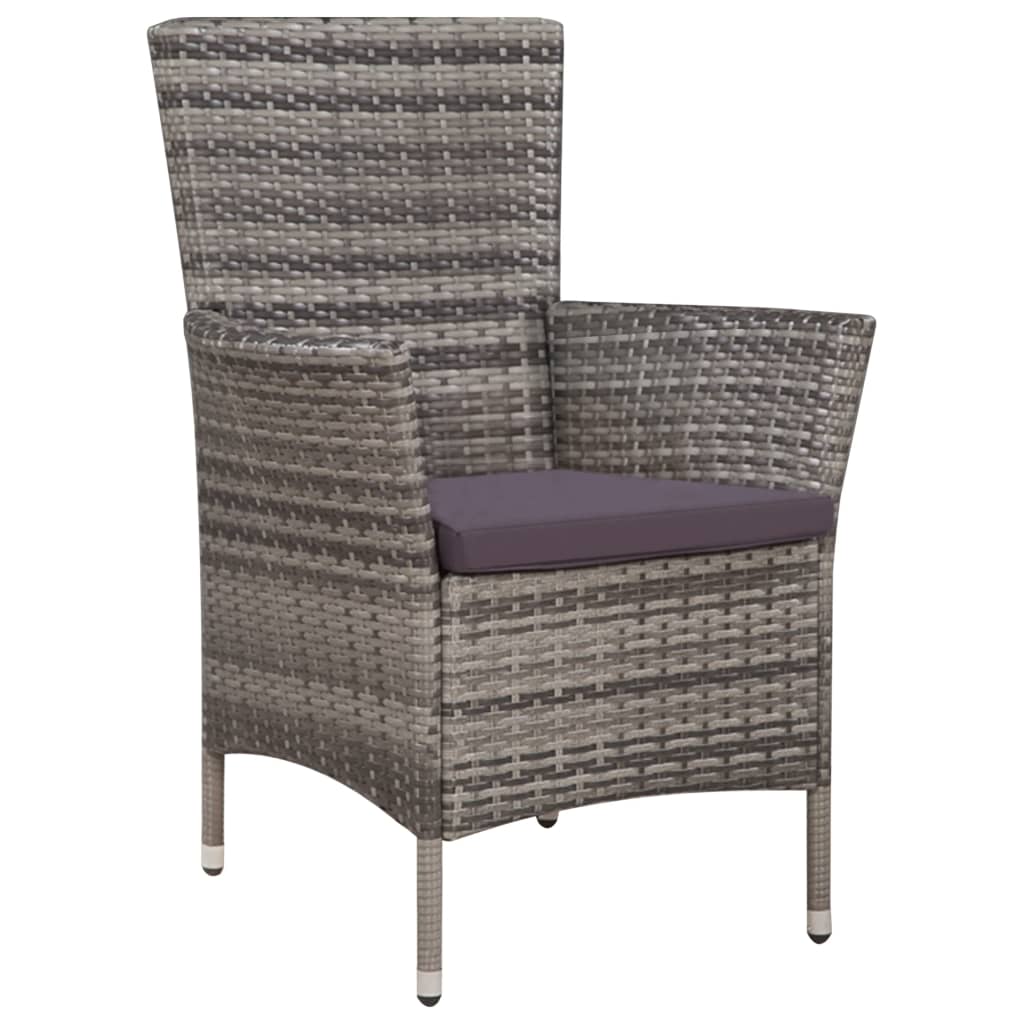 Ensemble à manger d'extérieur 5pcs coussins résine tressée gris - XIOS