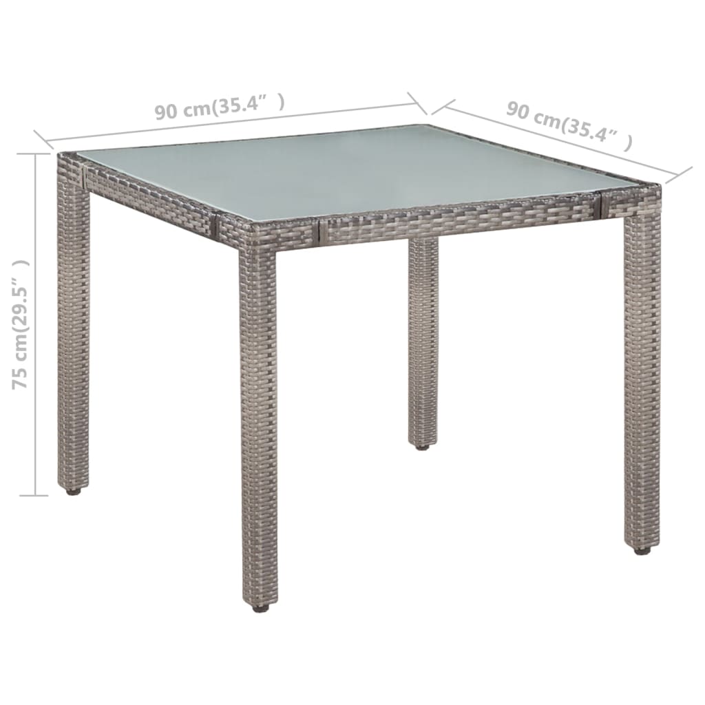 Ensemble à manger d'extérieur 5pcs coussins résine tressée gris - XIOS
