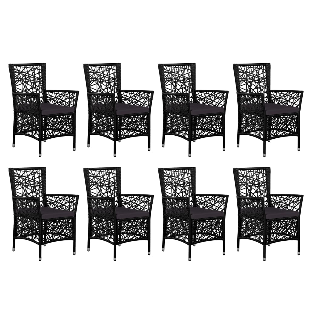 Ensemble à manger d'extérieur 9 pcs Résine tressée Noir - XIOS