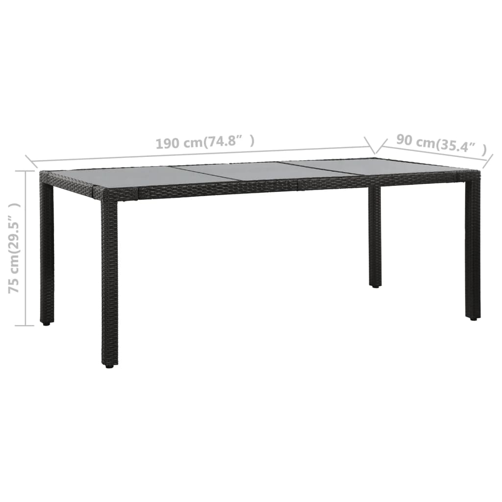 Ensemble à manger d'extérieur 9 pcs Résine tressée Noir - XIOS
