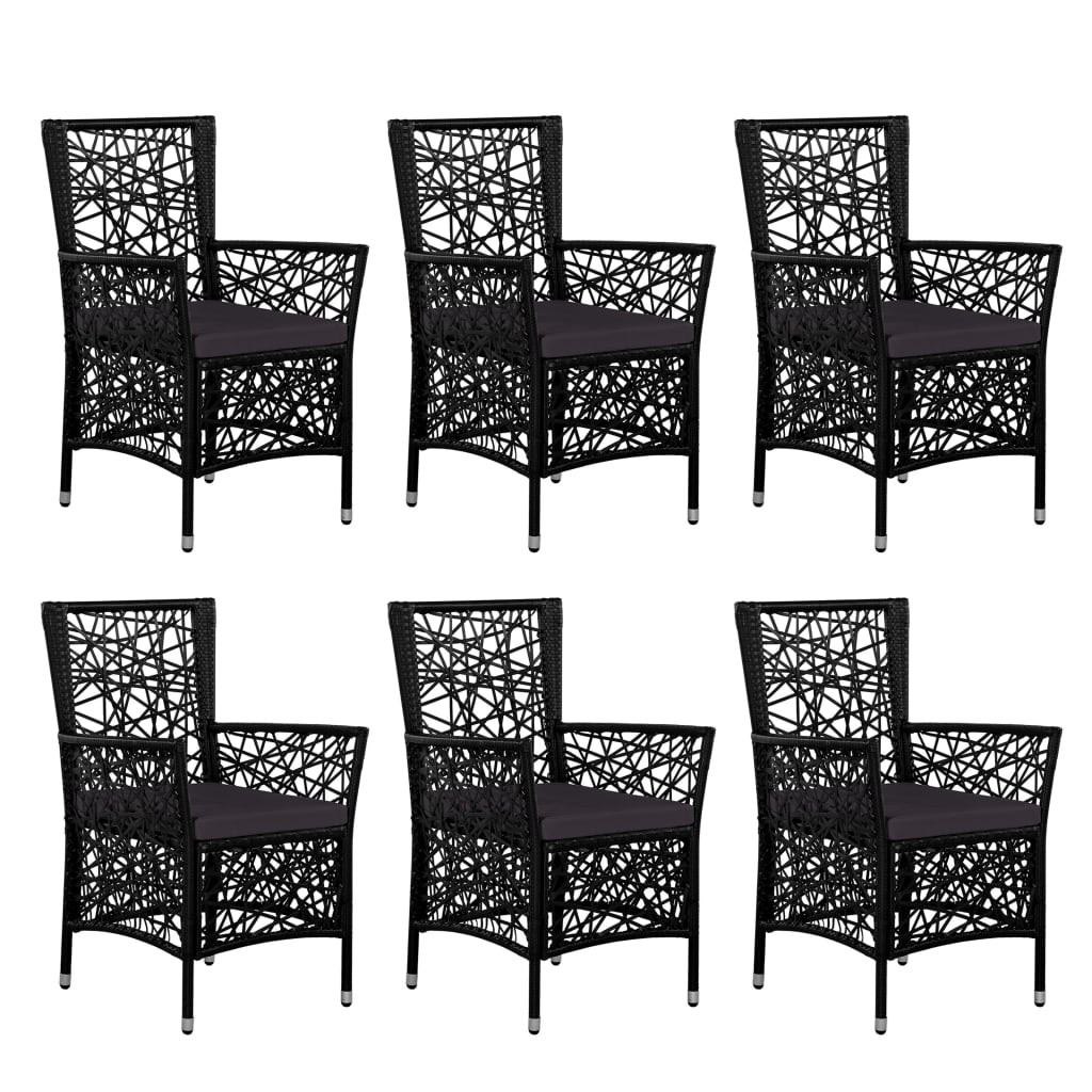 Ensemble à manger d'extérieur 7 pcs Résine tressée Noir - XIOS