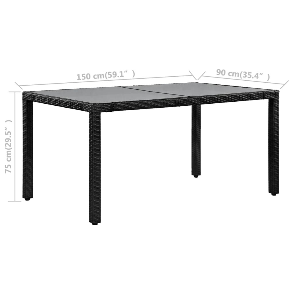 Ensemble à manger d'extérieur 7 pcs Résine tressée Noir - XIOS