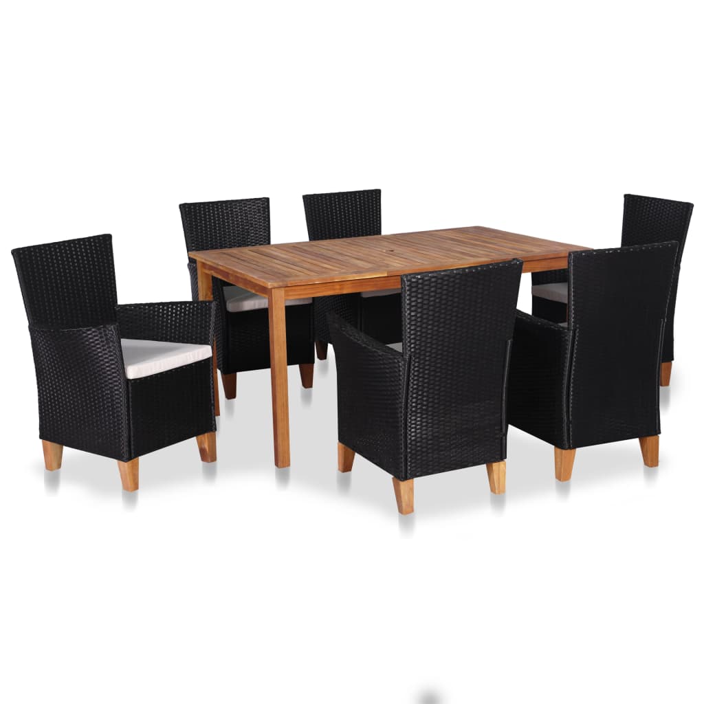 Ensemble à manger d'extérieur 7 pcs Résine tressée Noir marron - XIOS