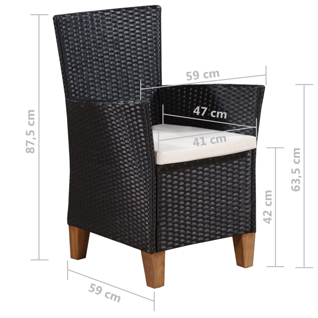 Ensemble à manger d'extérieur 7 pcs Résine tressée Noir marron - XIOS