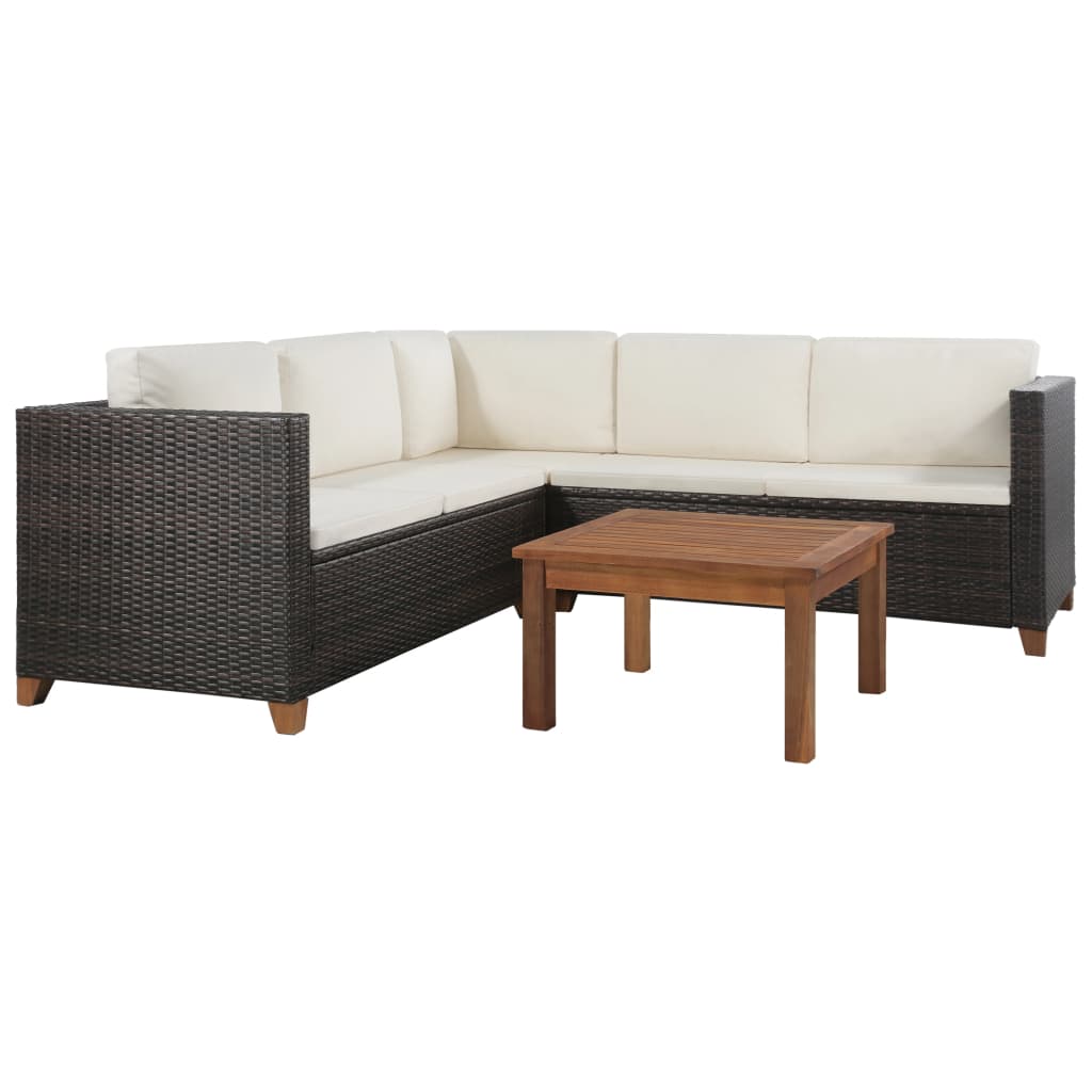 Salon de jardin 4 pcs avec coussins Résine tressée Marron - XIOS