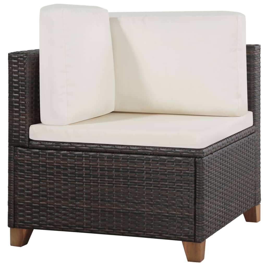 Salon de jardin 4 pcs avec coussins Résine tressée Marron - XIOS