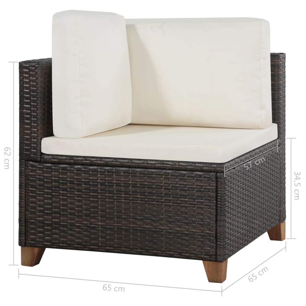 Salon de jardin 4 pcs avec coussins Résine tressée Marron - XIOS
