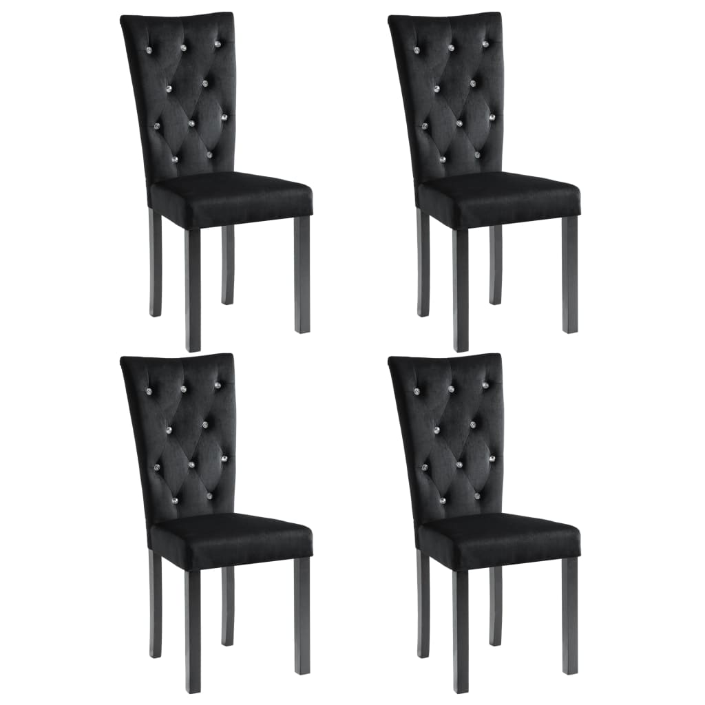 Chaises à manger lot de 4 Noir Velours - XIOS
