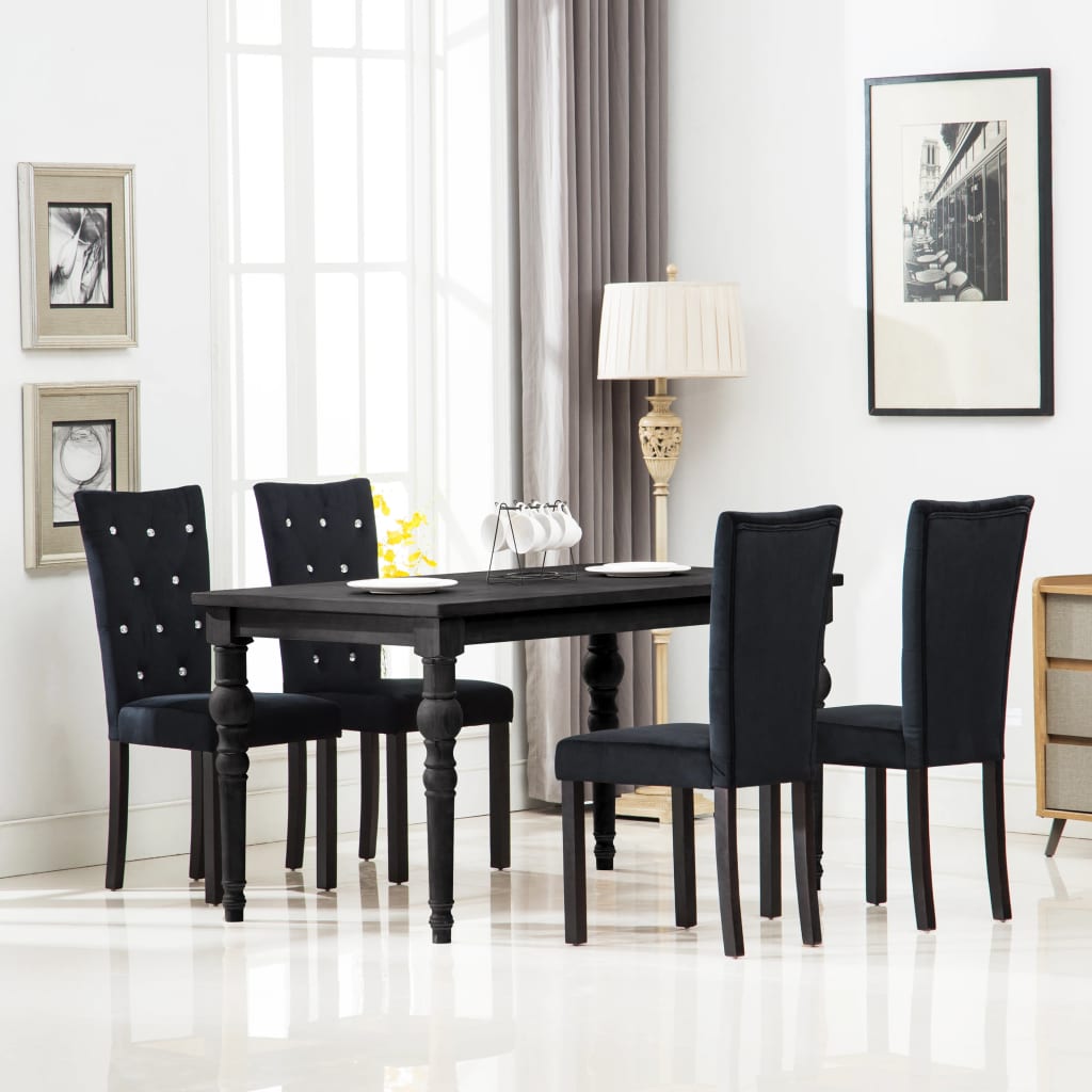 Chaises à manger lot de 4 Noir Velours - XIOS