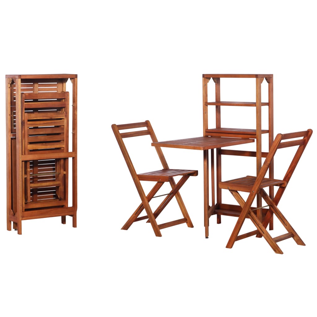 Mobilier de bistro pliable 3 pcs Bois d'acacia solide - XIOS