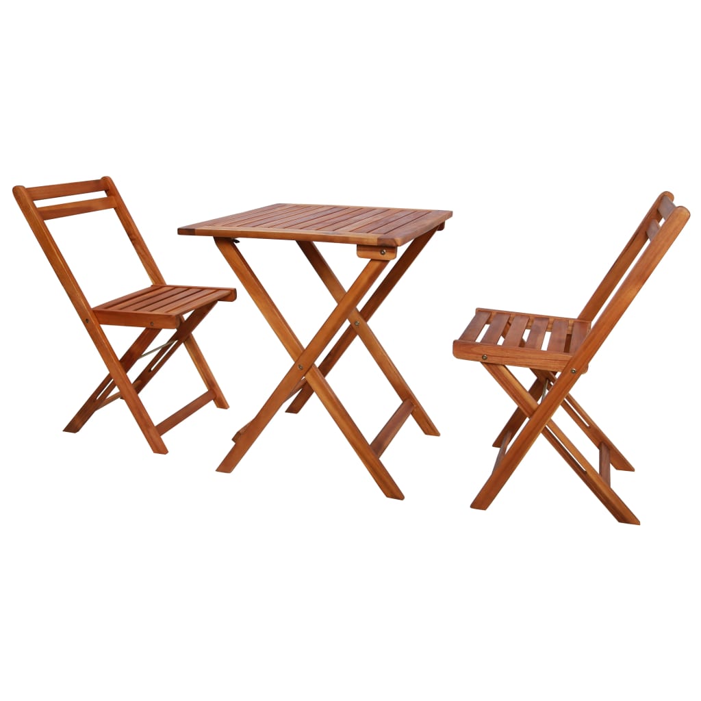 Mobilier de bistro pliable 3 pcs Bois d'acacia solide - XIOS