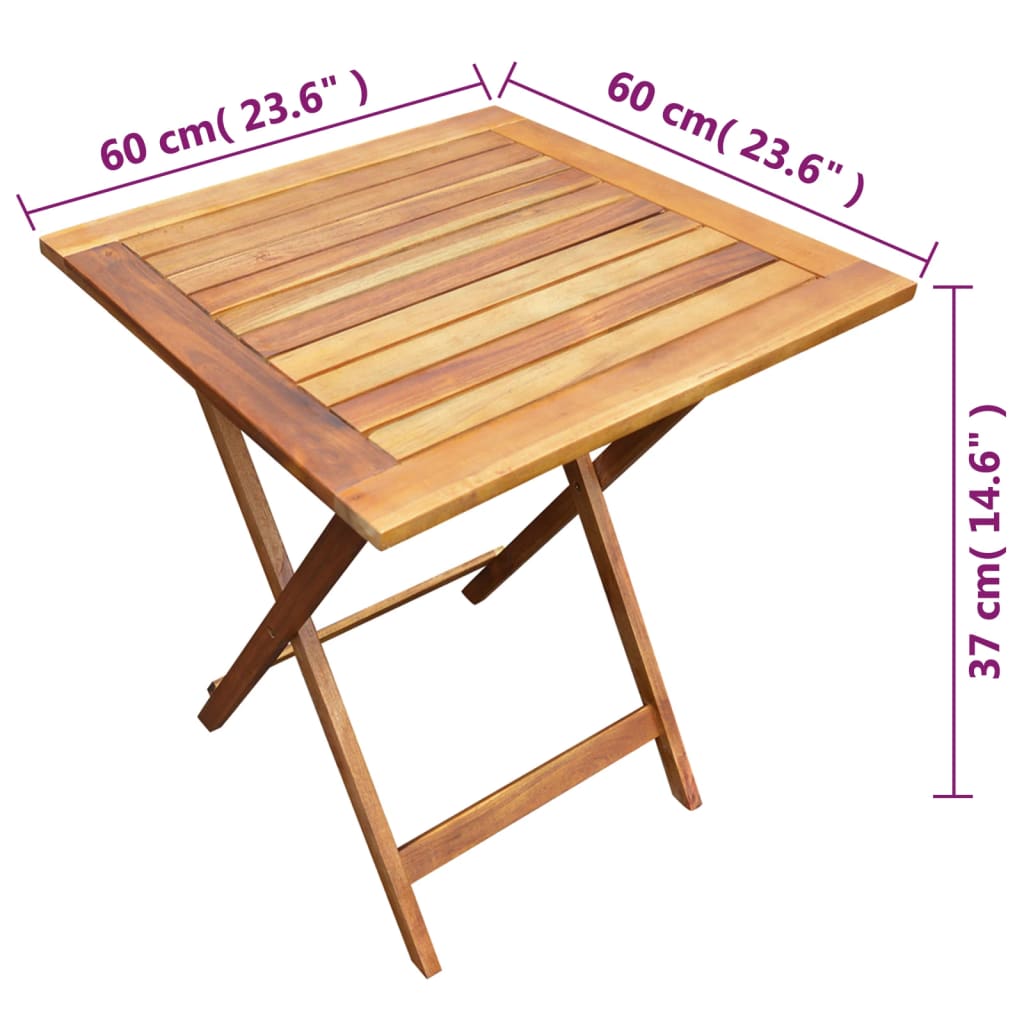 Mobilier de bistro pliable 3 pcs Bois d'acacia solide - XIOS