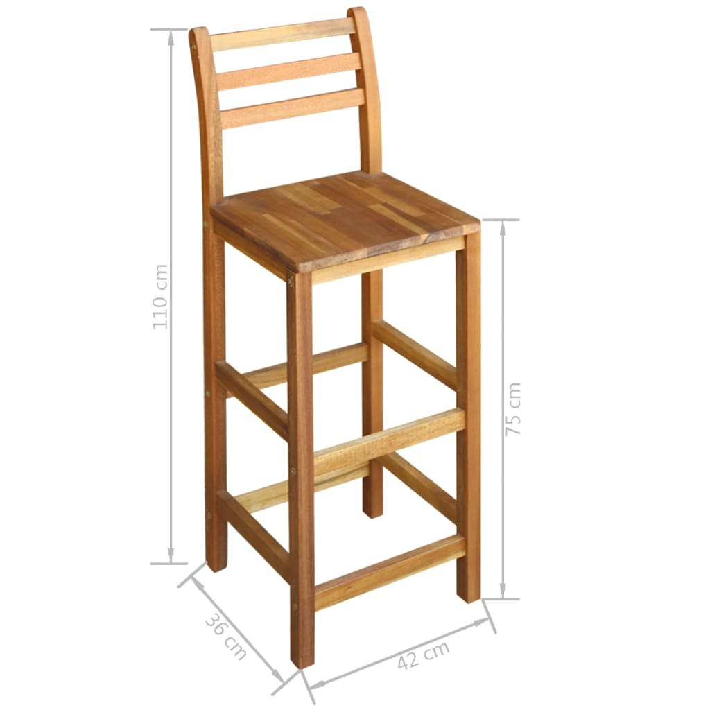 Table et chaises de bar 7 pcs Bois d'acacia massif - XIOS