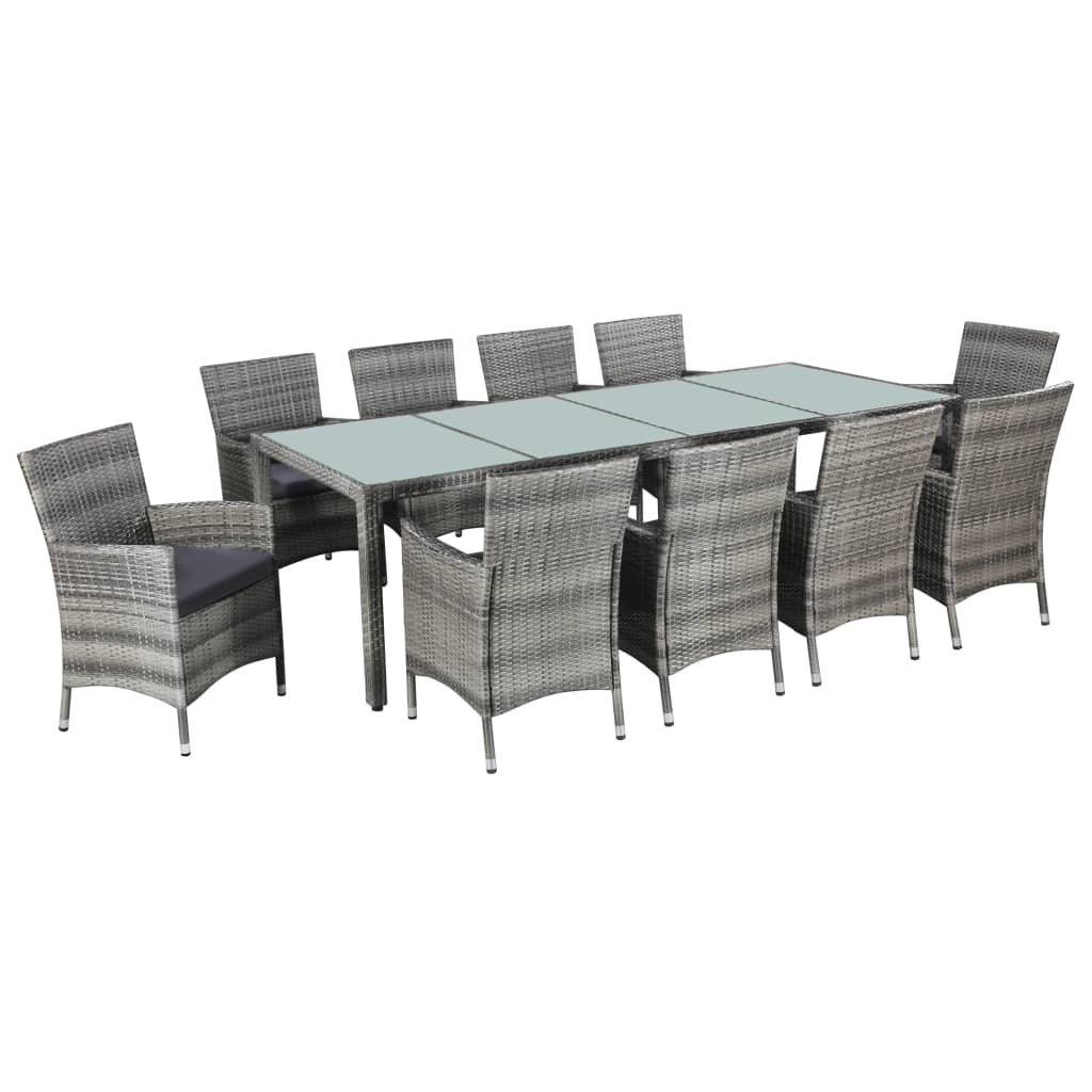 Ensemble à manger d'extérieur 11pc coussins Résine tressée Gris - XIOS