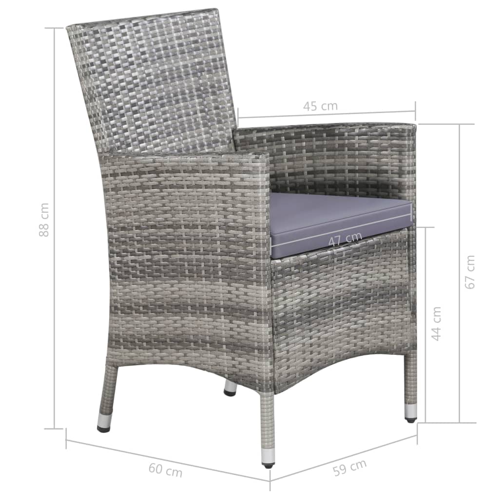 Ensemble à manger d'extérieur 11pc coussins Résine tressée Gris - XIOS