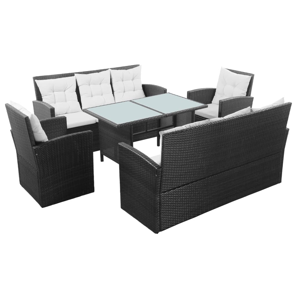 Salon de jardin 5 pcs avec coussins Résine tressée Noir - XIOS