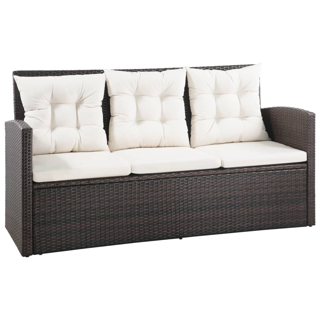 Salon de jardin 5 pcs avec coussins résine tressée marron - XIOS