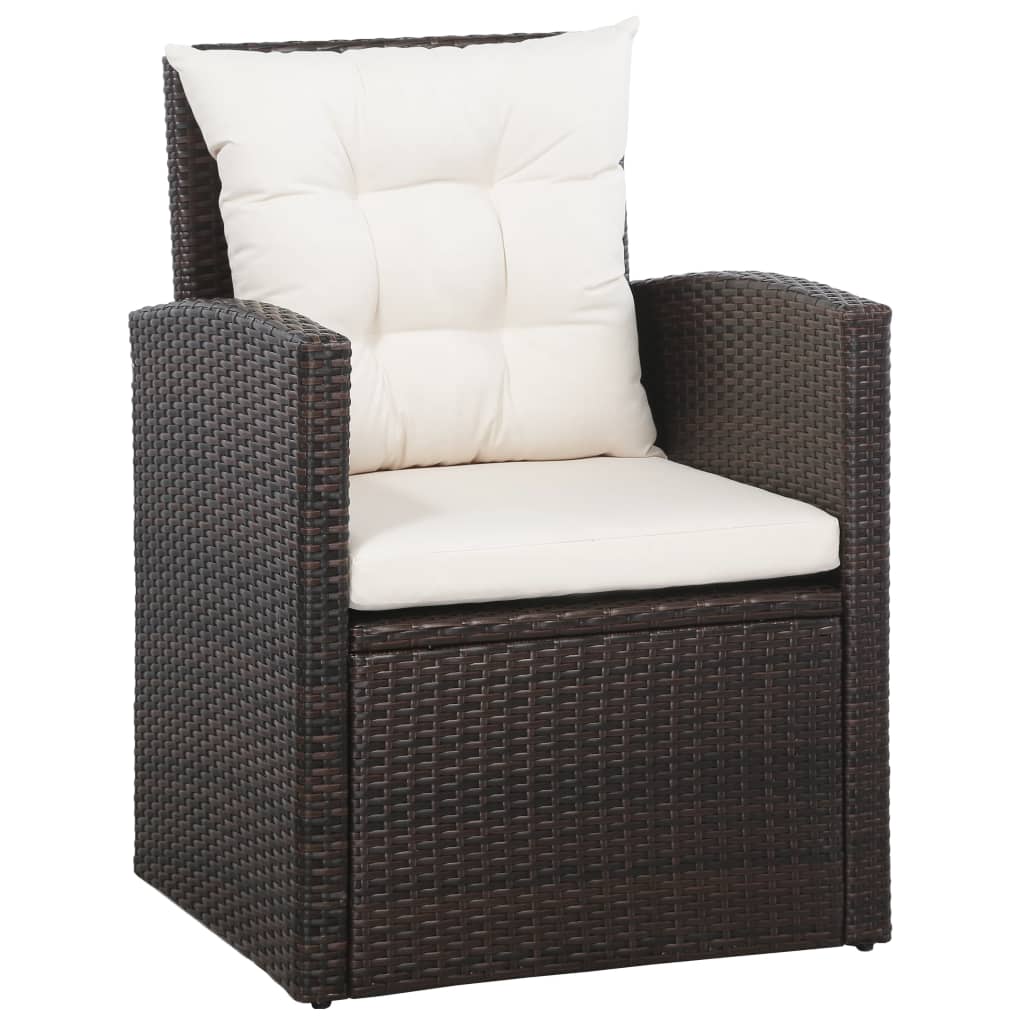 Salon de jardin 5 pcs avec coussins résine tressée marron - XIOS