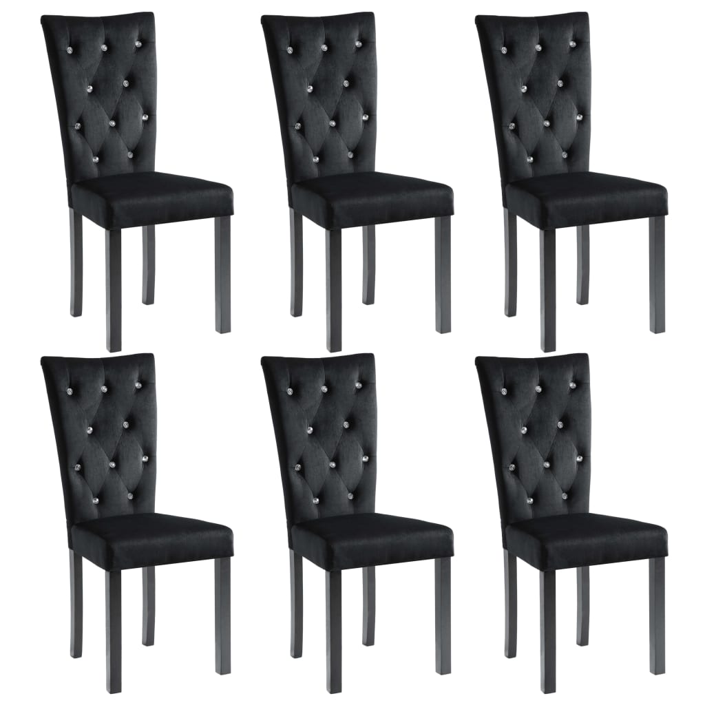 Chaises à manger lot de 6 noir velours - XIOS