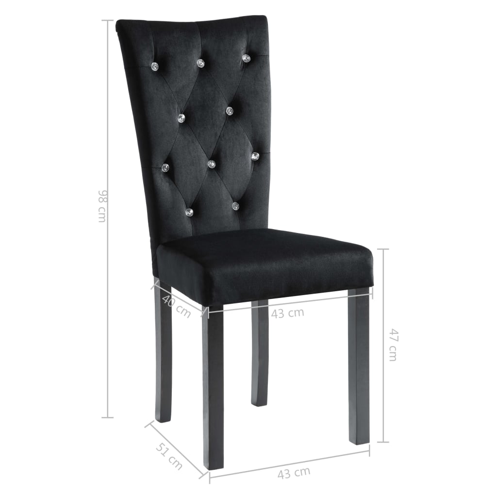 Chaises à manger lot de 6 noir velours - XIOS