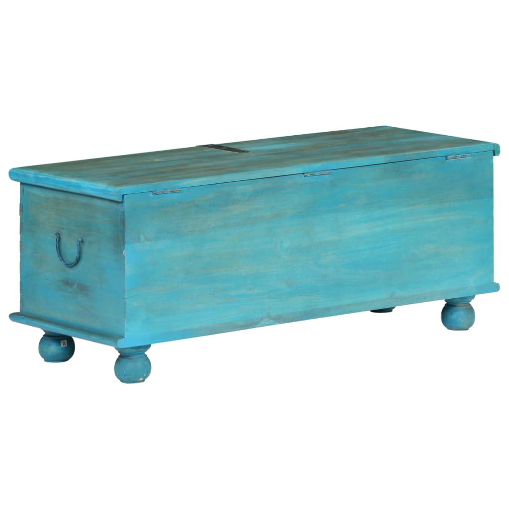 Coffre de rangement Bois de manguier massif 100x40x41 cm Bleu - XIOS