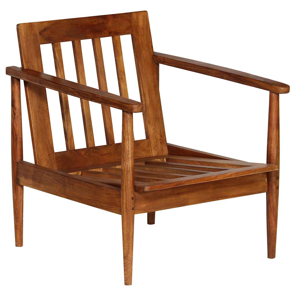 Fauteuil Marron Cuir véritable avec bois d'acacia - XIOS
