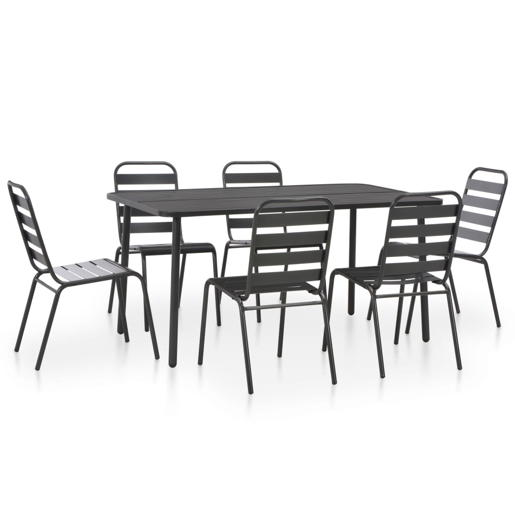 Ensemble à manger d'extérieur 7 pcs Acier Gris foncé - XIOS