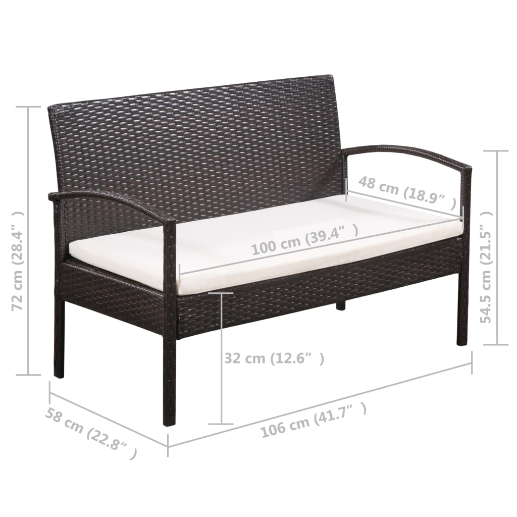 Salon de jardin 5 pcs avec coussins Résine tressée Marron - XIOS