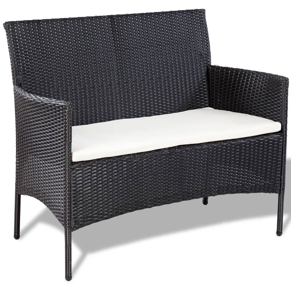 Salon de jardin 4 pcs avec coussins Résine tressée Noir - XIOS