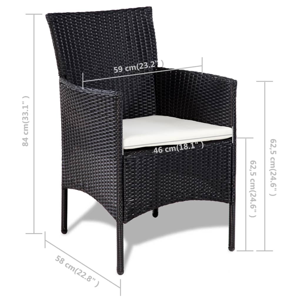 Salon de jardin 4 pcs avec coussins Résine tressée Noir - XIOS