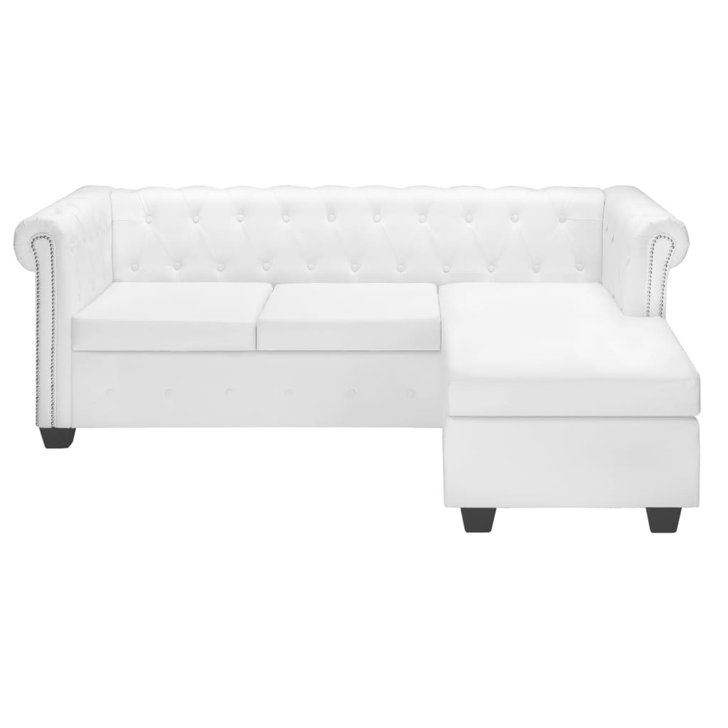 Canapé Chesterfield en forme de L cuir synthétique blanc - XIOS