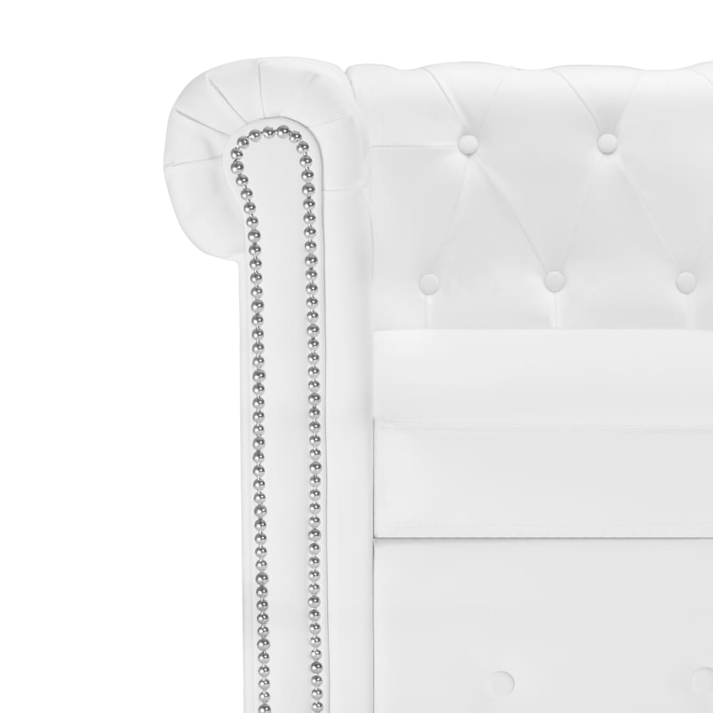 Canapé Chesterfield en forme de L cuir synthétique blanc - XIOS