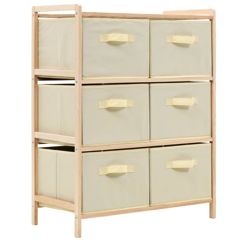 Étagère de rangement 6 paniers Tissu Bois de cèdre Beige - XIOS
