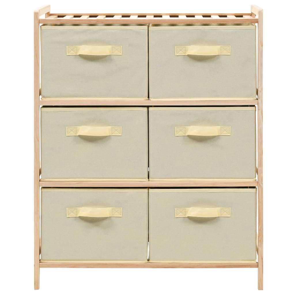 Étagère de rangement 6 paniers Tissu Bois de cèdre Beige - XIOS