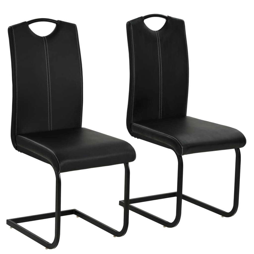 Chaises à manger cantilever lot de 2 noir similicuir - XIOS