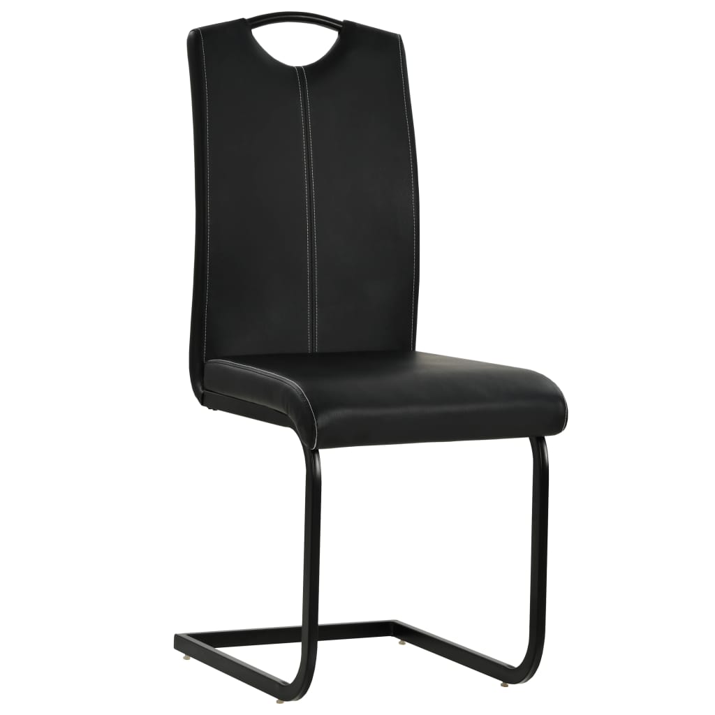 Chaises à manger cantilever lot de 2 noir similicuir - XIOS