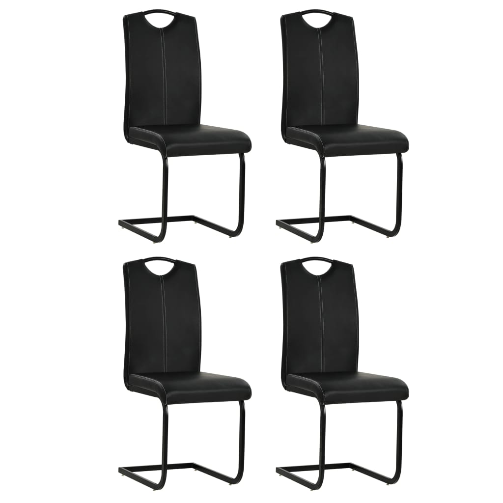 Chaises à manger cantilever lot de 4 noir similicuir - XIOS