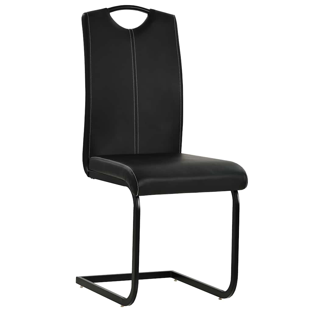 Chaises à manger cantilever lot de 4 noir similicuir - XIOS