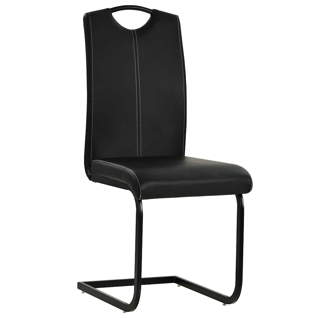 Chaises à manger cantilever lot de 4 noir similicuir