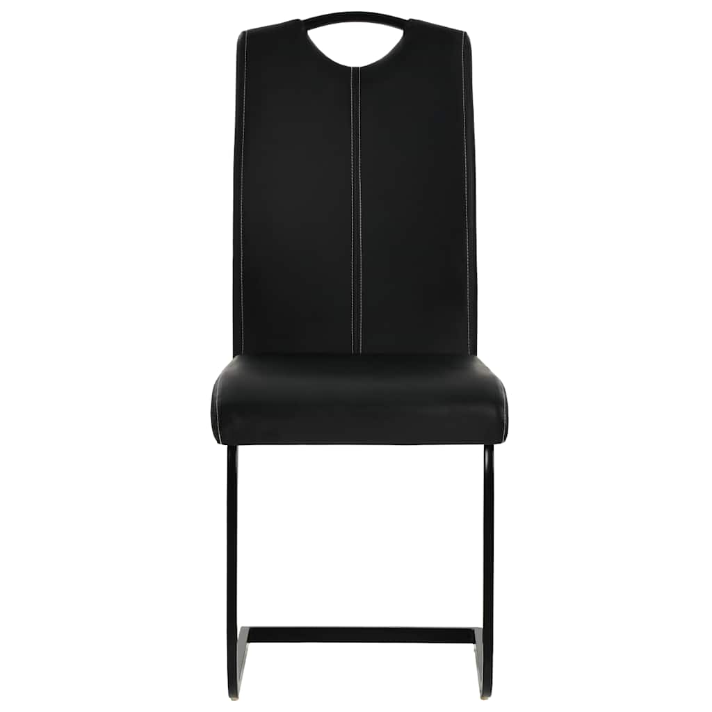 Chaises à manger cantilever lot de 4 noir similicuir - XIOS