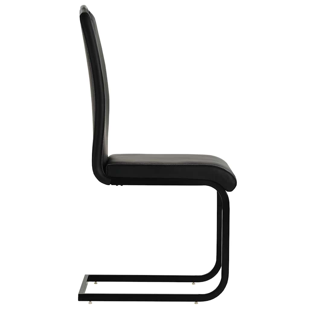 Chaises à manger cantilever lot de 4 noir similicuir - XIOS