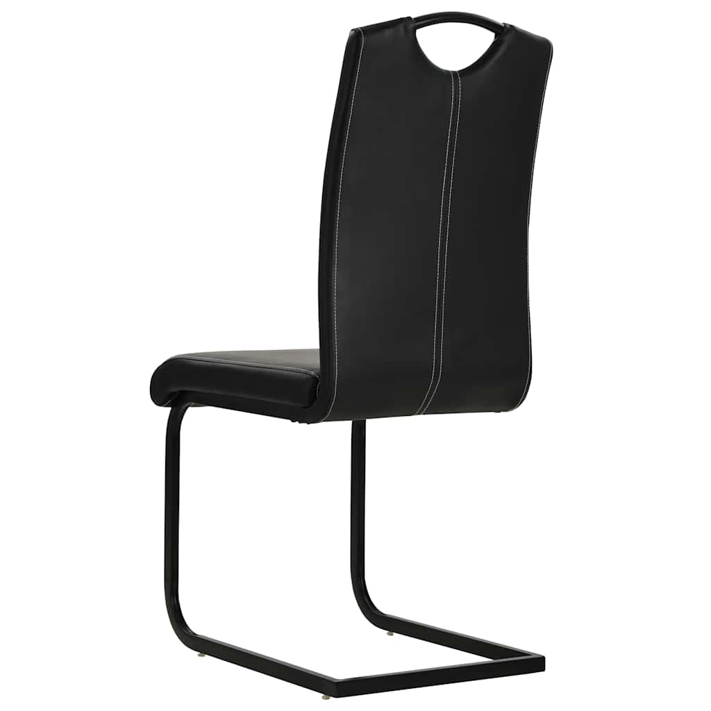 Chaises à manger cantilever lot de 4 noir similicuir - XIOS
