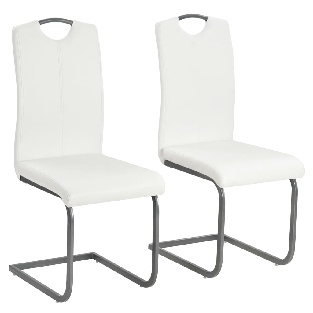 Chaises à manger cantilever lot de 2 blanc similicuir - XIOS