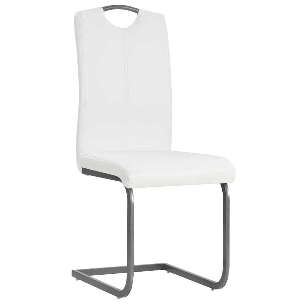 Chaises à manger cantilever lot de 2 blanc similicuir - XIOS