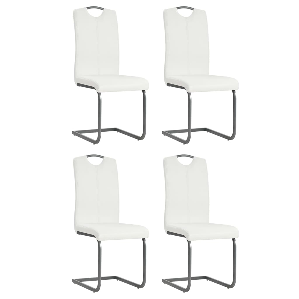 Chaises à manger cantilever lot de 4 blanc similicuir - XIOS