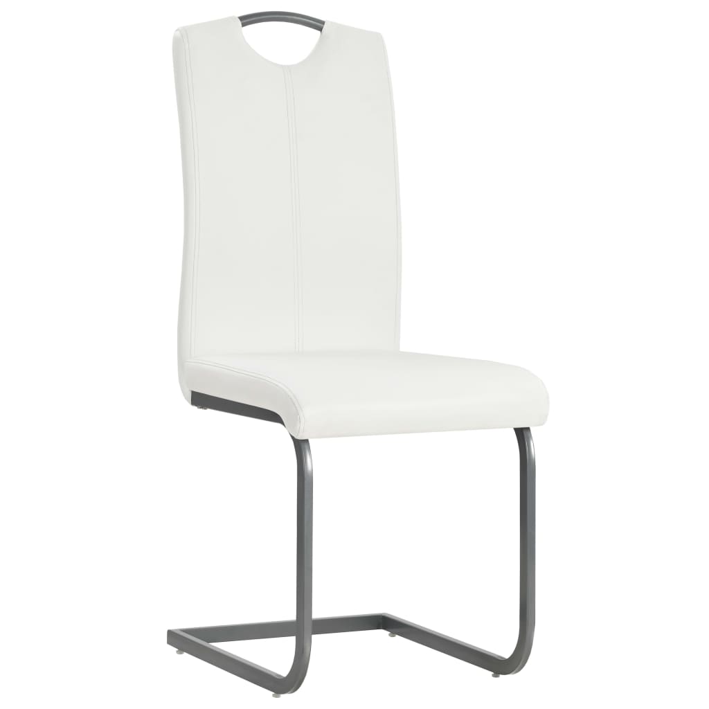 Chaises à manger cantilever lot de 4 blanc similicuir - XIOS