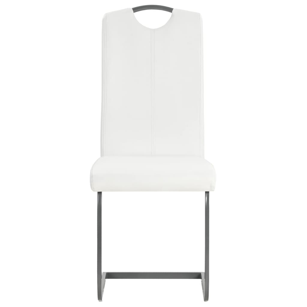 Chaises à manger cantilever lot de 4 blanc similicuir - XIOS