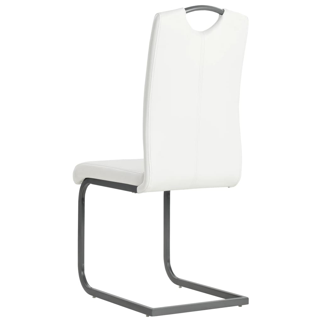 Chaises à manger cantilever lot de 4 blanc similicuir - XIOS