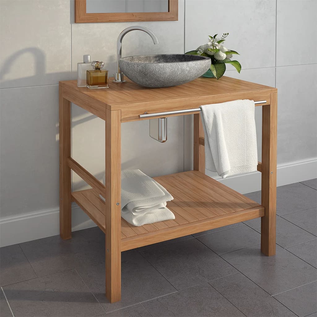 Meuble-lavabo de salle de bains Teck massif 74x45x75 cm - XIOS
